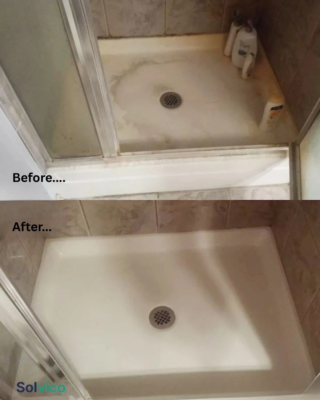 Shower deep clean — before and after